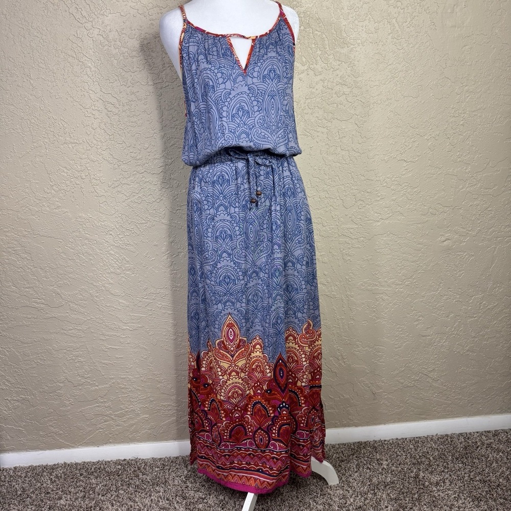 Earthbound Trading Co Boho Dress Paisley Sleeveless Hippie Festival Beach Vacay